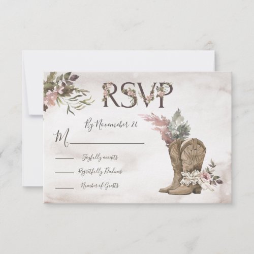 Watercolor Cowboy Boots Horse response cards RSVP