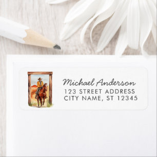 Watercolor Cowboy Western Return Address Label