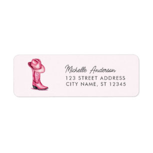 Watercolor Cowgirl Boot Western Return Address Label