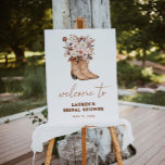 Watercolor Cowgirl Boots Bridal Shower Welcome Poster at Zazzle