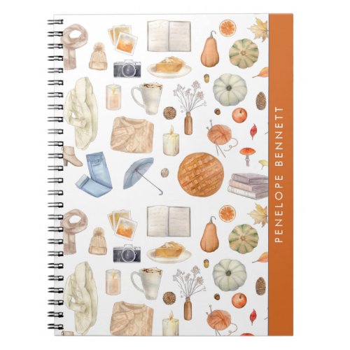 Watercolor Cozy Autumn Elements  Personalized  Notebook
