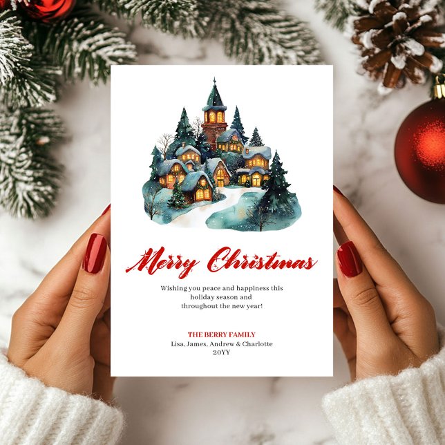 Watercolor Cozy Holiday Scene Greeting Card (Watercolor Cozy Holiday Scene Greeting Card)