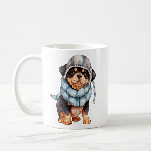 Watercolor Cozy Rottweiler Dog  Coffee Mug