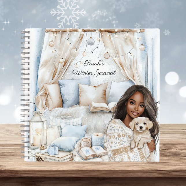 Watercolor Cozy Winter Blue Personalize Notebook (Creator Uploaded)