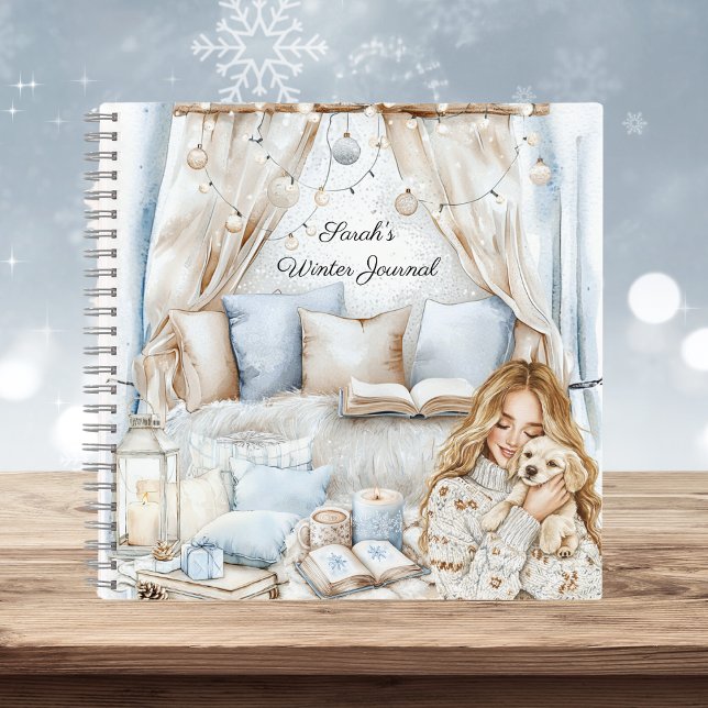 Watercolor Cozy Winter Blue Room Journal Notebook (Creator Uploaded)