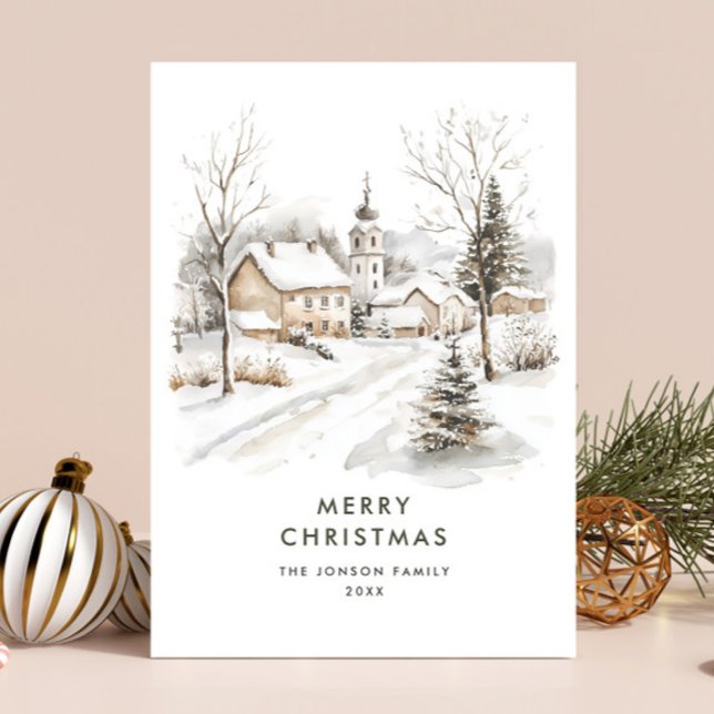 Watercolor Cozy Winter Country Christmas Holiday Card (Creator Uploaded)