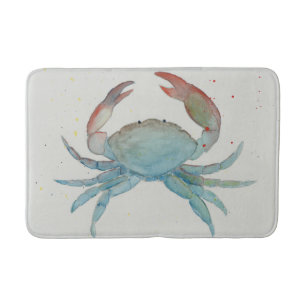Watercolor Crab Bath Mat