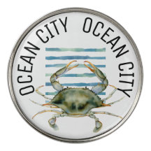 Watercolor Crab Beach Coastal  Golf Ball Marke
