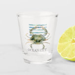 Watercolor CRAB Beach Coastal OCEAN CITY  Shot Glass