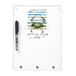 WATERCOLOR CRAB, BEACH TOWN, OCEAN CITY DRY ERASE BOARD