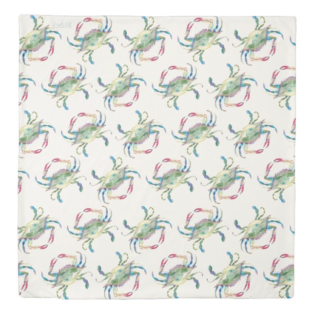 Watercolor Crab Duvet Cover (Front)