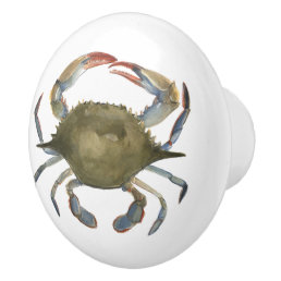 Watercolor Crab - Gray Ceramic Knob