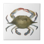 Watercolor Crab - Gray Ceramic Tile<br><div class="desc">"Watercolor Crab" by Emma Scarvey. Features a gray watercolor crab on white background.</div>