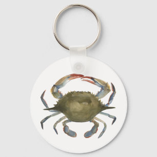 Watercolor Crab - Gray Keychain