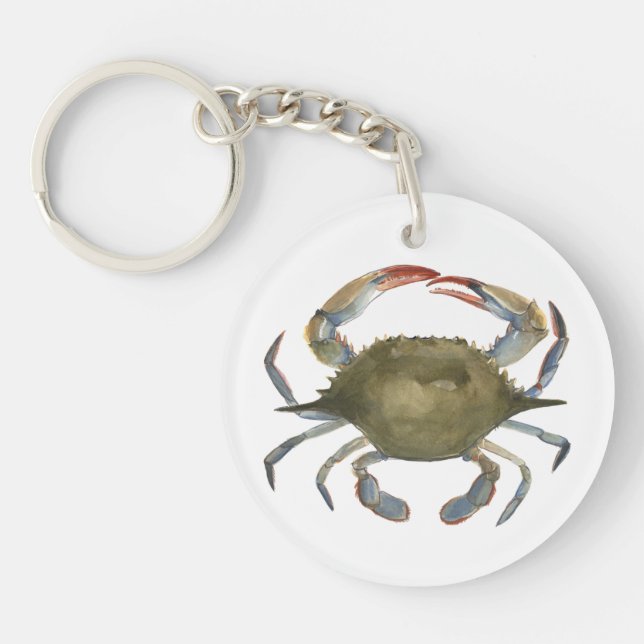 Watercolor Crab - Gray Keychain (Front)