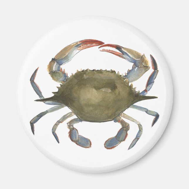 Watercolor Crab - Gray Magnet (Front)