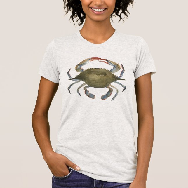 Watercolor Crab - Gray T-Shirt (Front)