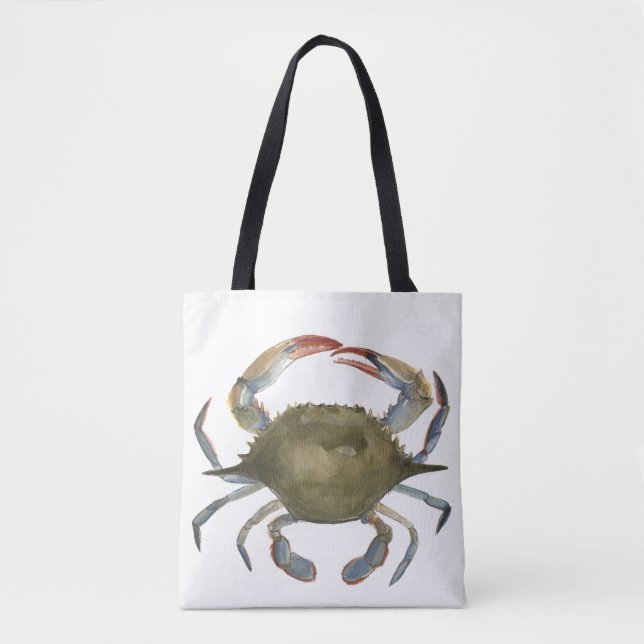 Watercolor Crab - Gray Tote Bag (Front)