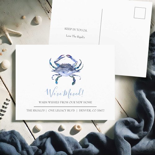 Watercolor Crab Moving Announcement Postcards