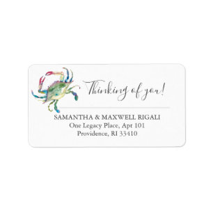 Watercolor Crab Nautical Return Address Labels