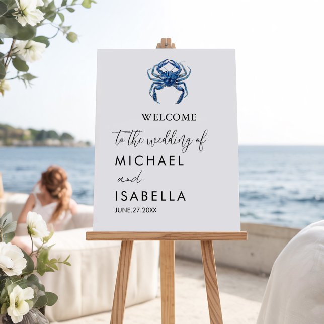 Watercolor Crab Nautical Wedding Welcome Sign      (Creator Uploaded)