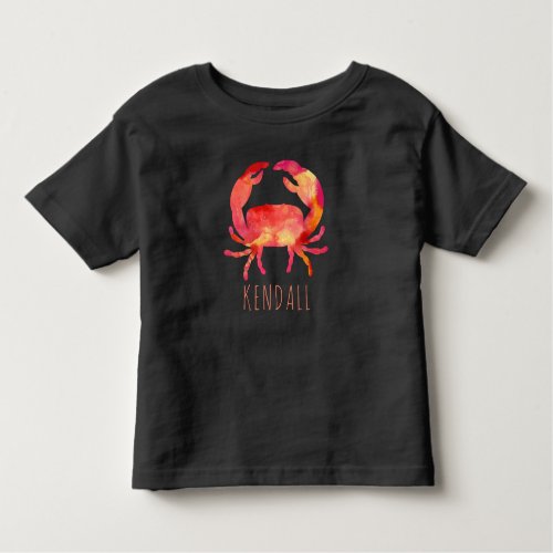 Watercolor Crab Ocean Kids Personalized Toddler T_shirt