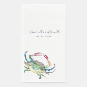 Watercolor Crab Personalized Guest Towels