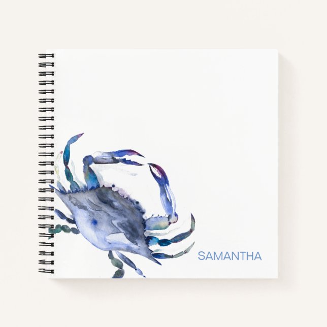 Watercolor Crab Personalized Journaling Notebook (Front)