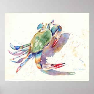Watercolor Crab Poster