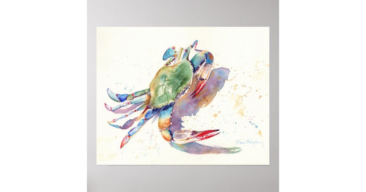 Watercolor Crab Poster Zazzle Com