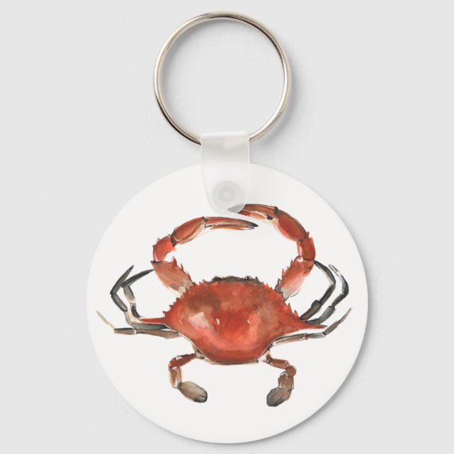 Watercolor Crab - Red Keychain (Front)