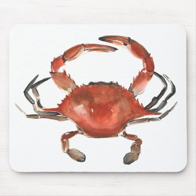 Watercolor Crab - Red Mouse Pad (Front)
