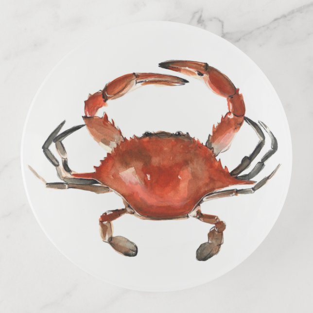 Watercolor Crab - Red Trinket Tray (Front)