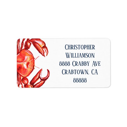 Watercolor Crab Return Address Label