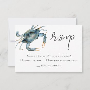 Watercolor Crab Seafood Rsvp For Two Events by Oasis_Landing at Zazzle