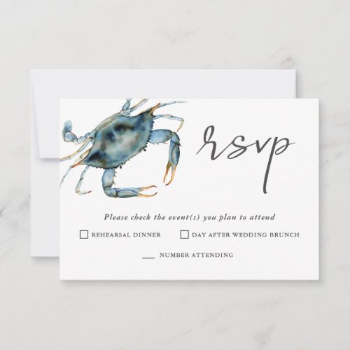 Watercolor Crab Seafood RSVP for Two Events