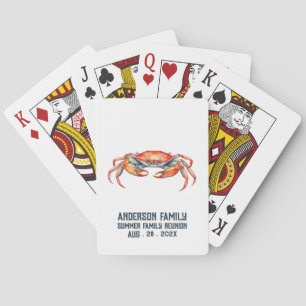 Watercolor Crab Summer Beach Family Reunion Poker Cards