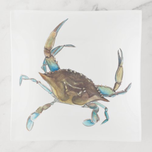 Watercolor crab trinket tray