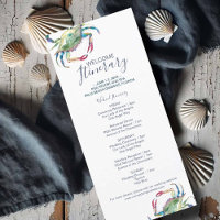 Watercolor Crab Wedding Itinerary