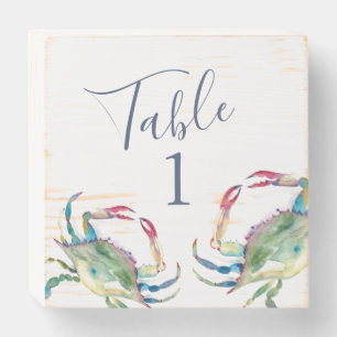 Watercolor Crab Wooden Wedding Sign Table Number