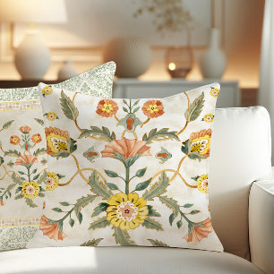 Watercolor Craftsman Arts n Crafts Prairie Floral Throw Pillow