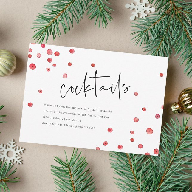 Watercolor Cranberries Holiday Party Invitation (Creator Uploaded)