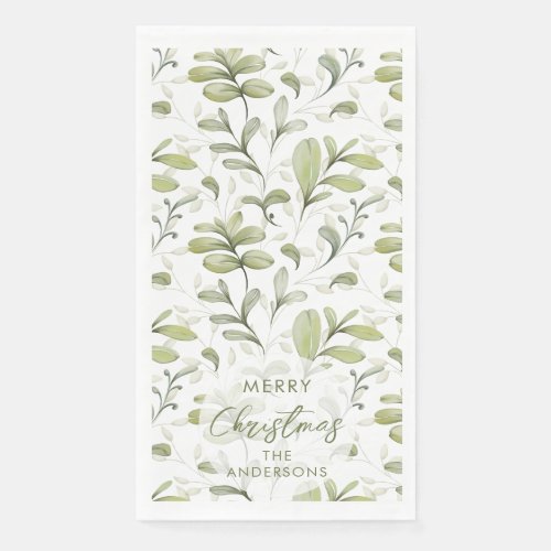 Watercolor Cranberry Branches Custom Christmas Paper Guest Towels