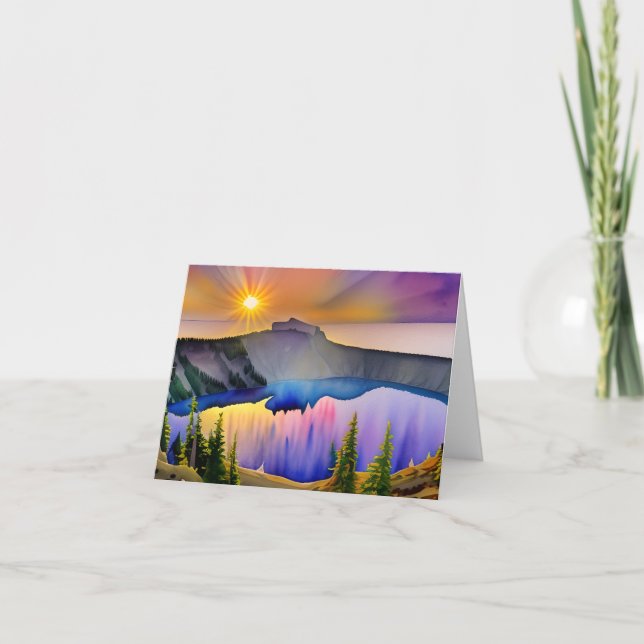 Watercolor crater lake customizable card (Front)