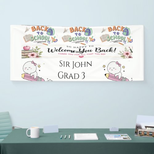 Watercolor Crayon Teacher Welcome Banner | Persona