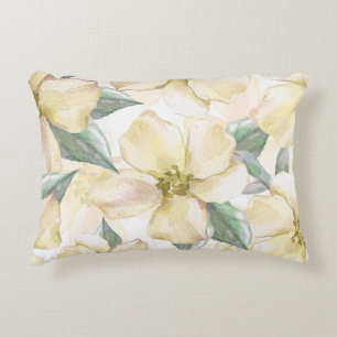 Watercolor Cream Flower - Neutral Floral Accent Pillow
