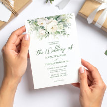 Watercolor Cream Peony & Rose Wedding Invite