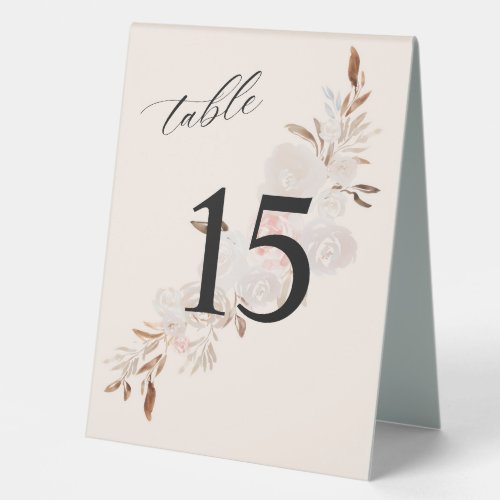 Watercolor cream rose beige Table Number  Tent S Table Tent Sign