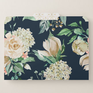 Watercolor Cream Roses With Dark Background | File Folder
