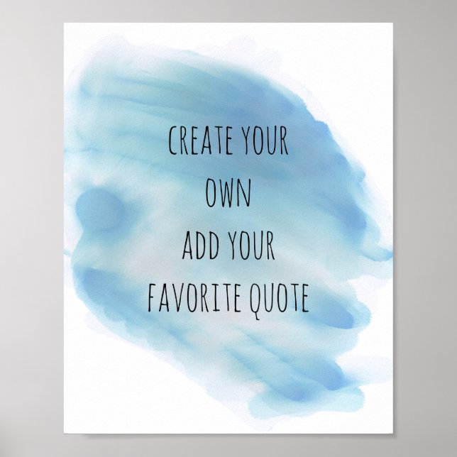 watercolor create your own quote wall art teal  (Front)